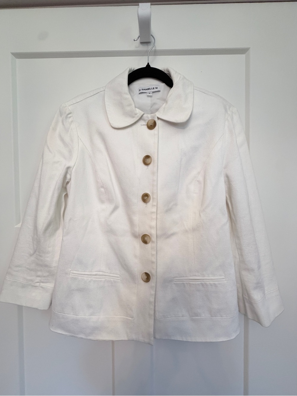 White Cotton Button-Front Jacket - Women